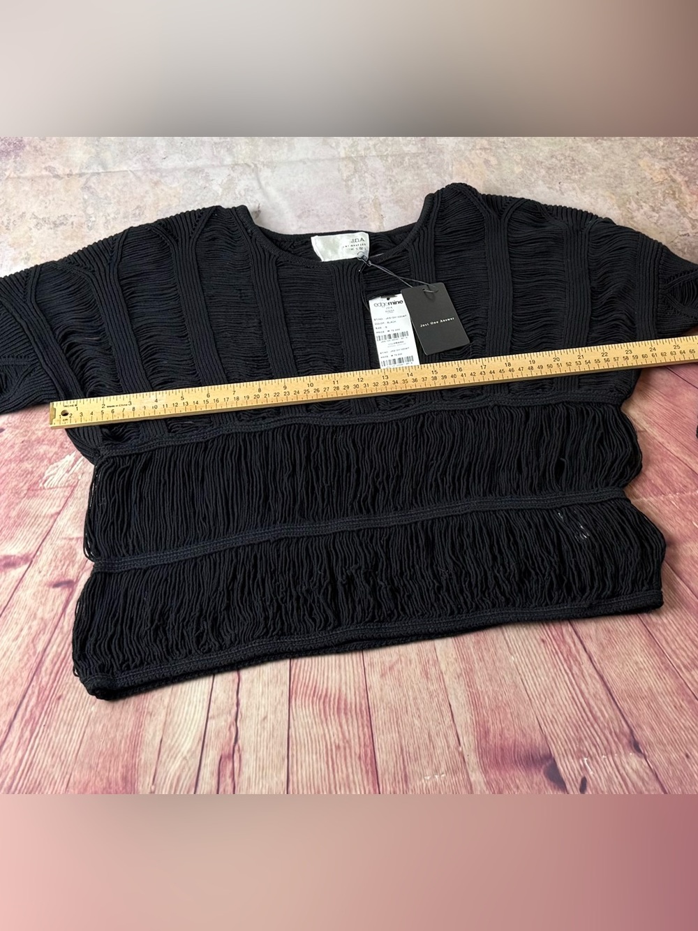 💵NWT J.O.A. Black Shredded -Textured Oversized Women's Sweater Size Medium - Picture 8 of 8